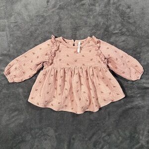 Rylee + Cru Toddler Baby Girls Pink Balloon Sleeve Textured Tunic/dress 12-18mo